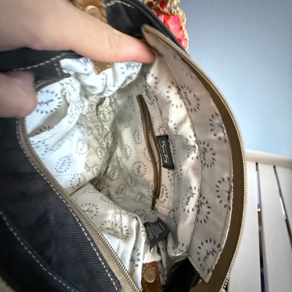 Myra Bag Purse Satchel New Cow Hide Leather canvas Medium Crossbody - Picture 4 of 10